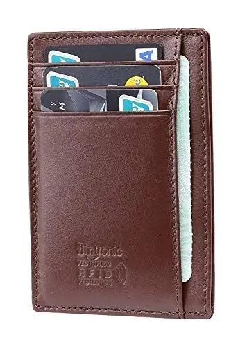 Produktbild: flintronic Leder Geldbörse Herren, Kartenetui aus Leder, Mini eldbörse Leder mit RFID Schutz, Slim Wallet Kreditkartenetui, Geldbeutel Kleine Portemonnaie mit Kartenfächer/Münzfach/Kleingeldfach