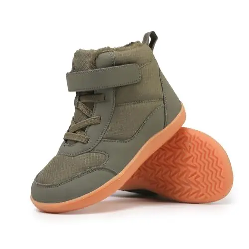 Produktbild: FLIOZY Kinder Winterstiefel mit breiter Zehenbox Jungen Mädchen rutschfeste wasserdichte Sohle Fell Warme Knöchel Winter Schneestiefel Schuhe für Kleinkinder Kleine Kinder und Große KinderGrün 29