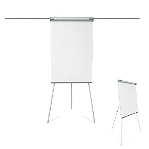 Produktbild: Office Marshal Flipchart Ständer Dreibein Flip Chart Board 68x105cm magnetisch, beschreibbar, höhenverstellbar bis 180cm Flipcharts Whiteboard Staffelei Coyote