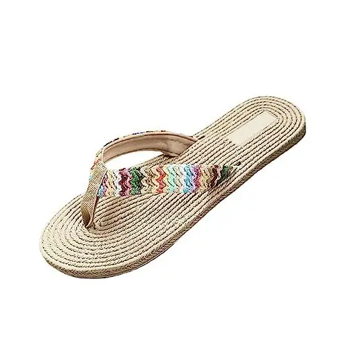 Produktbild: Flipflops Flache Hausschuhe Bunte Sandalen Spring Beach lässige -Hausschuh Damen Schuhe 37 Schwarz (Beige, 37)