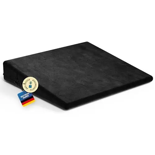 Produktbild: FLIPLINE Keilkissen Stuhl mit atmungsaktivem Anti-Rutsch Samtbezug (optimaler Härtegrad) Keilkissen für Auto Bürostuhl Home Office - Sitzkeilkissen Sitzkeil Keil Kissen Sitzkissen, aus Polyester
