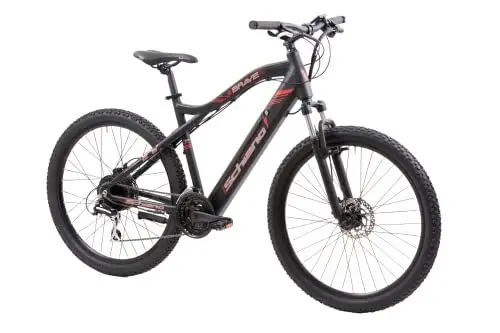 Produktbild: F.lli Schiano Braver, E Bike Mountainbike, 27.5 Zoll, 36V 11.6Ah Abnehmbarer Akku, Motor 250W 50Nm, MTB Ebike für Herren und Damen, Schwarz-Rot
