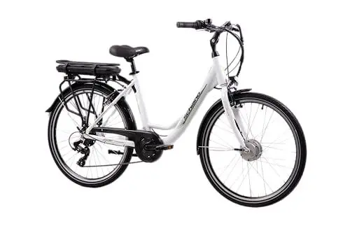 Produktbild: F.lli Schiano E-Moon 26 Zoll E-Bike, City Elektrofahrrad für Damen Herren, Pedelec mit 250W Motor und Shimano 7-Gang-Getriebe, Weiss