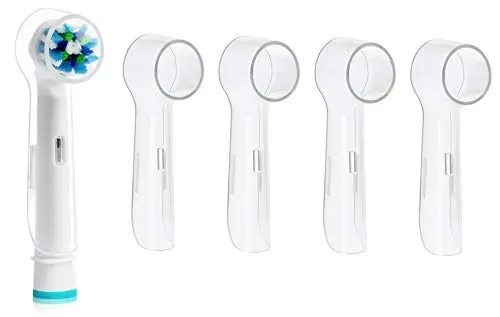 Produktbild: FLM Schutzkappen BHT016 - 4 Stück Zahnbürstenkappen für elektrische Zahnbürstenköpfe, Braun Oral-B, für Zuhause und Reisen