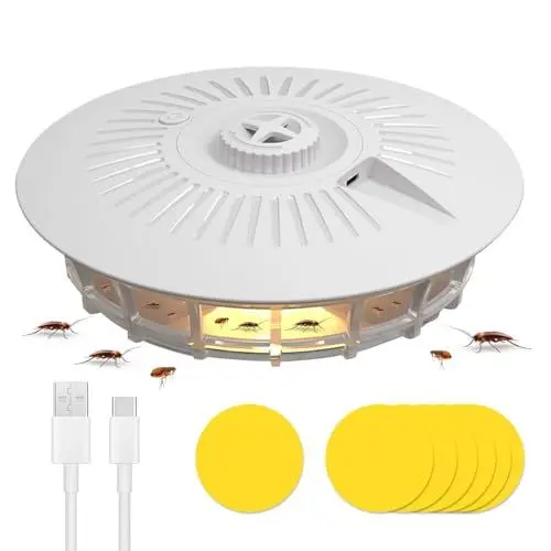Produktbild: Flohfalle für Wohnung, TGKYK Flohfalle Licht mit 7 Klebepads, 4 Lichtmodi Flohlichtfalle, Omnidirektional Flohfallen, Flohfalle für Wohnung Testsieger für Wohnzimmer, Küche, Schlafzimmer