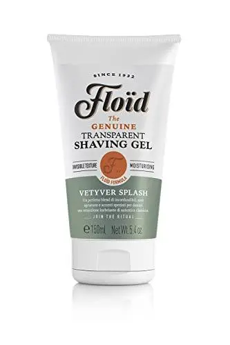 Produktbild: Floïd Vetyver Splash Rasiergel (150 ml), Shaving Gel mit Glycerin zum Schutz und zur Hydratisierung der Haut, Transparentes Gel für eine glatte Rasur mit belebendem Duft
