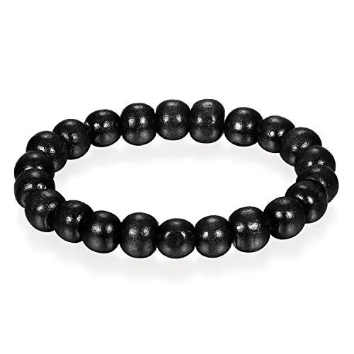 Produktbild: Flongo Gebetkette Armband, 10mm Breit Holz Armband Kette Gesundheitskette tibetisch-buddhistische Gebetskette Buddha Schwarz Kugel Perle Perlen Gebet Buddha Gebet Mala Damen, Herren