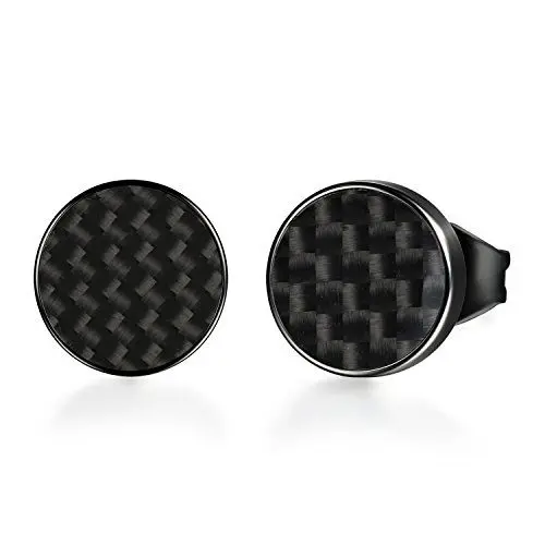 Produktbild: Flongo Ohrstecker Ohrringe Kohlefaser, 8mm Edelstahl Gestüt Stecker Kohlenstoff Carbon Fiber Kohlefaser Ohrringe Ohrhänger Schwarz Taper Fake Plug Tunnel Ohrstecker Herren Damen