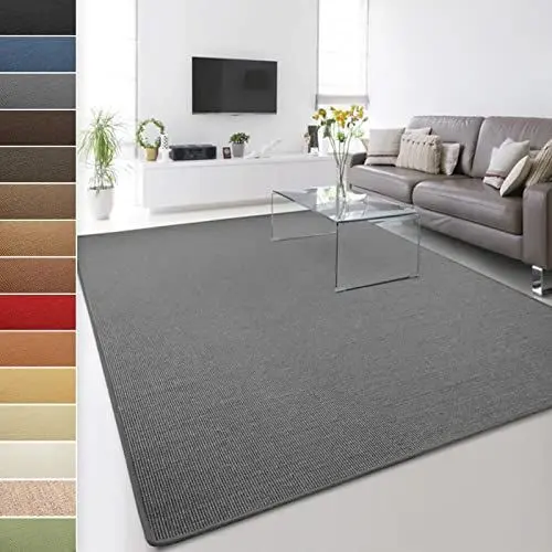 Produktbild: Floordirekt 100% reines Sisal - Sisalteppich - Teppich für Wohnzimmer - Naturfaser - Läufer (Grau, 66 x 130 cm)
