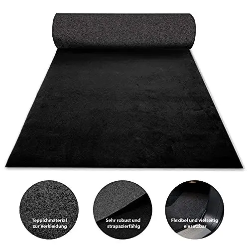 Produktbild: Floordirekt Autoteppich M Kofferraummatte | Innenraumverkleidung für Auto Restauration & Instandhaltung aus hochwertiger Velours-Oberfläche | Meterware Kofferraum Schutzmatte 4mm Schwarz 100 x 150 cm