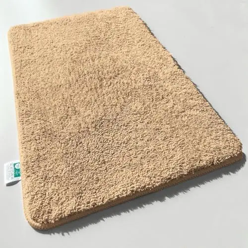 Produktbild: Floordirekt Badematte Sky - Badezimmerteppich - Weicher, dichter Hochflor - Rutschhemmend & Schnell trocknend - Geeignet für Fußbodenheizung - Eckig & Rund (50 x 60 cm, Beige)
