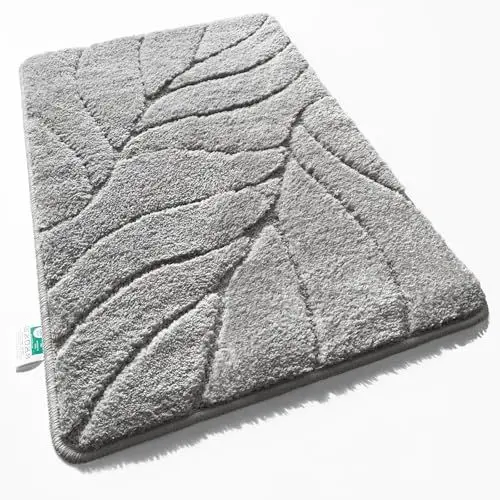 Produktbild: Floordirekt Badteppich - extra flauschig & schnelltrocknend - Badezimmerteppich mit rutschhemmender Rückseite - Badematte Duschvorleger (Maris) (Silber, 50 x 80 cm)