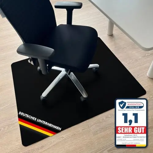 Produktbild: Floordirekt Bodenschutzmatte für Hartböden - farbige Bürostuhlunterlage Bodenmatte Stuhlunterlage aus Polypropylen - Stärke: 1,9 mm (90 x 120 cm, Schwarz)