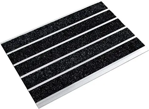 Produktbild: Floordirekt Aluminiummatte | Select Mat Ribbed | Textilfaser-Streifen | Schmutzfangmatte für Innen- und Außenbereich | Fußmatte mit Grobfasern (42 x 60 cm)
