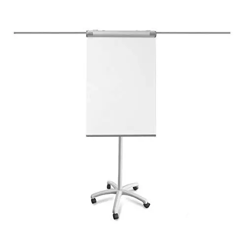 Produktbild: Floordirekt Flipchart mit Rollenfuß Ständer, Blockhalter & Seitenarmen - magnetisch & beschreibbar & höhenverstellbar - Whiteboard Tafel Magnettafel - Flipchart Board mit Ablageschale Pira