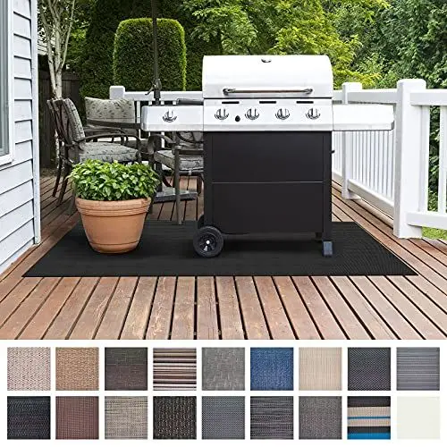 Produktbild: Floordirekt Grillmatte Bodenschutz Grillteppich, Grillunterlage, Grillschutzmatte für Gasgrill & Holzkohlegrill für Outdoor und Garten - Schwer entflammbar 90 x 120 cm Padua