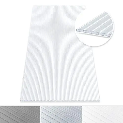 Produktbild: Floordirekt Hohlkammerplatte - Stegplatten Doppelstegplatten aus Polycarbonat - Hohlkammerplatten für Garten, Gewächshaus & Modellbau - 60,5 x 121 cm (Stärke: 6 mm, Transparent)