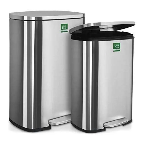 Produktbild: Floordirekt Mülleimer 30l für Küche, Abfalleimer Küchenabfalleimer, Küchenmülleimer, Tritteimer mit Absenkautomatik und entnehmbarem Inneneimer mit Tragegriff Dustin