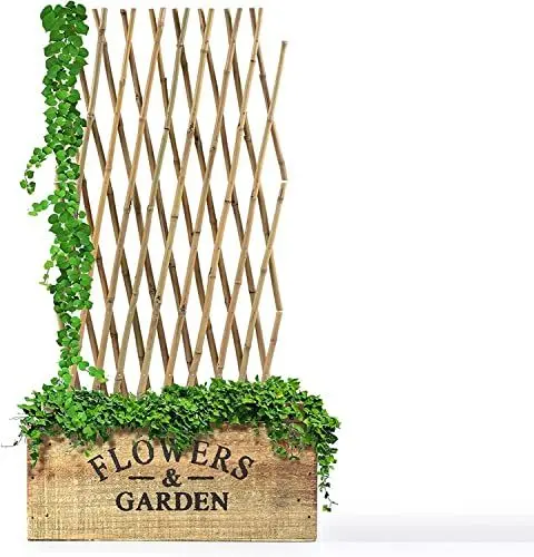 Produktbild: Floordirekt Rankgitter 120cm hoch aus Holz Bambus Spalier für Garten, Balkon & Terrasse | Individuell ausziehbar | Witterungsbeständig & langlebig | Gitterspalier (120 x 180 cm)