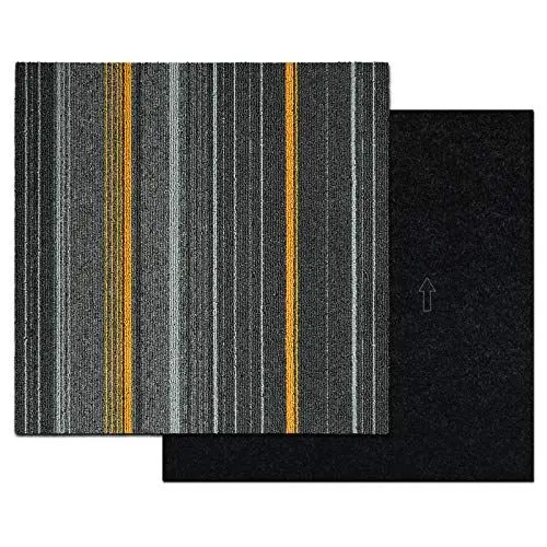 Produktbild: Teppichfliesen Paris | Selbstliegend | Robust & pflegeleicht | Bodenbelag für Büro und zu Hause | Streifendesign (50 x 50 cm, Anthrazit)