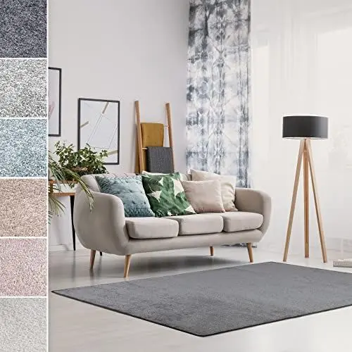 Produktbild: Floordirekt Velours-Teppich Sundae - moderner Teppich für Wohnzimmer Schlafzimmer - Flauschiger Wohnteppich der Extraklasse - Super Soft (Anthrazit, 200 x 300 cm)