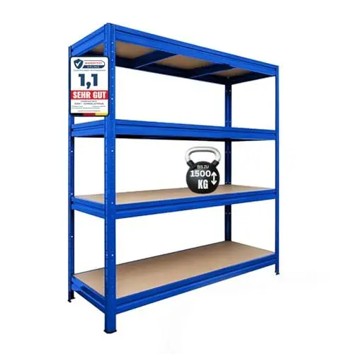 Produktbild: Floordirekt Weitspannregal - Schwerlastregal - Lagerregal - Kellerregal - Steckregal - Traglast bis 1500 kg (177 x 160 x 60 cm, Blau)