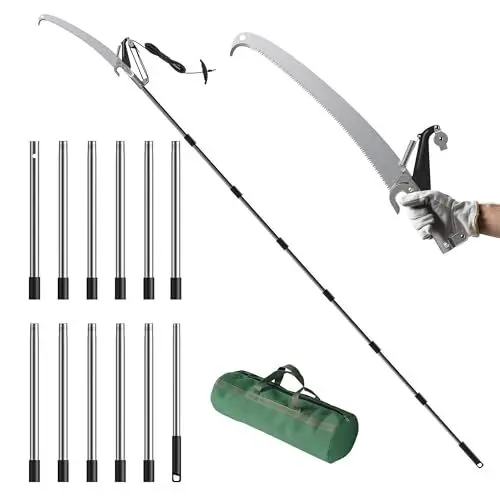 Produktbild: FLORA GUARD 2-in-1 Teleskop Astsäge & Astschere bis 5 m – Gartensäge mit scharfem Sägeblatt & 4-Rollen-Seilzug für kraftsparendes Schneiden – Verstellbare Hochentaster für Garten & Baumäste