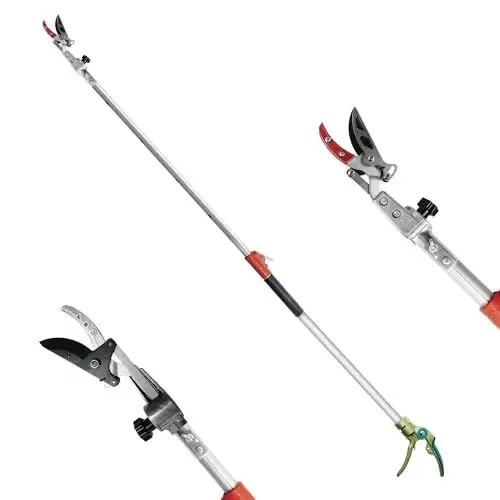 Produktbild: FLORA GUARD Teleskop Astschere,110 cm – 166 cm, ausziehbar – leicht und robust, Obstpflücker mit rotierendem Klingenkopf, leichter ausziehbarer Aluminiumgriff für Astschneider