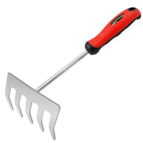 Produktbild: FLORA GUARD Fünfzahnrechen Arbeitsbreite beträgt 8,5 cm Blumenrechen aus EdelstahlDer ergonomische Griff besteht das rutschfest und bequem ist,Er eignet Sich für die Gartenpflege, Blumentöpfe