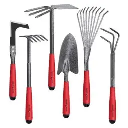 Produktbild: FLORA GUARD Gartengeräte,6 Stück Garten Werkzeug Set Einschließlich Weeder, Gartenkelle, Handrechen, Handhacke, Strauchrechen, Grubber, Garten Handwerkzeuge mit Köpfen aus kohlenstoffhaltigem Stahl