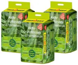 Produktbild: Floragard Aktiv-Grünpflanzen- und Palmenerde 3x20 L • Spezialerde für Palmen, Farne, Ficus, andere Grün- und Zimmerpflanzen • mit 3-Monate-Langzeitdünger • zum Topfen und Umtopfen • 60 L