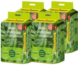 Produktbild: Floragard Aktiv-Grünpflanzen- und Palmenerde 4x20 L • Spezialerde für Palmen, Farne, Ficus, andere Grün- und Zimmerpflanzen • mit 3-Monate-Langzeitdünger • zum Topfen und Umtopfen • 80 L