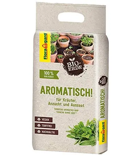 Produktbild: Floragard Bio-Erde Aromatisch 1x3 Liter - für Anzucht und Aussaat sowie für Kräuter - torffrei und vegan