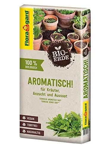 Produktbild: Floragard Bio-Erde Aromatisch 1x40 Liter - für Anzucht und Aussaat sowie für Kräuter - torffrei und vegan