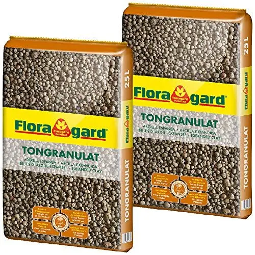 Produktbild: Floragard Blähton Tongranulat zur Drainage 2x25 L • Hydrokultursubstrat • für Pflanzkästen, Kübel oder Töpfe • Drainagematerial • 50 L