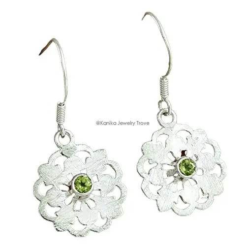 Produktbild: Floral 925 Sterling Silber Peridot Ohrhänger Haken für Damen