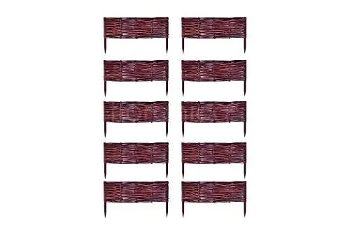 Produktbild: Floranica 10 Stück Beetbegrenzung aus Weide 10 cm x 40 cm Rasenkante aus Weidengeflecht Beeteinfassung Rasenkante Beetzaun Weidenzaun Palisade Abtrennung von Blumenbeetwegen Gartenbeeten