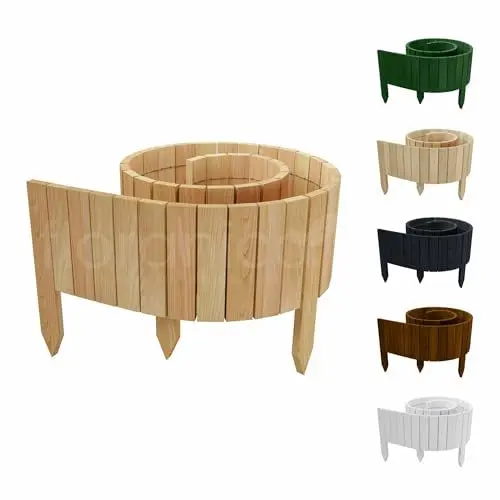 Produktbild: Floranica Rollborder II Flexibler Holzzaun 200 x 10 cm Natur (kürzbar) Kiefernholz Beetumrandung imprägniert Gartenzaun Beeteinfassung Dekozaun Rollboarder Rasenkante