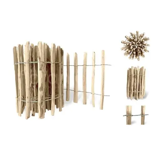 Produktbild: Floranica Staketenzaun aus Haselnuss Kastanie 5m lang x 120cm hoch Haselnuss-Staketenzaun 12-14cm Sprossenabstand Rollzaun Zaunpfosten staketenzaun Gartenzaun Garteneinfassung