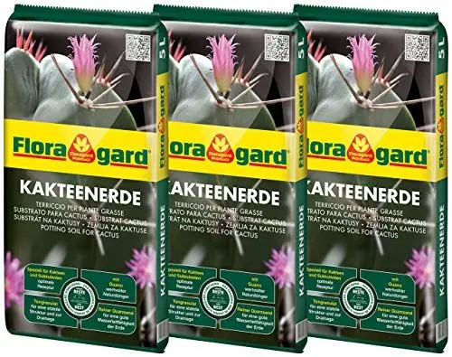 Produktbild: Florgard Kakteenerde 3x5L für alle Kakteen und sukkulenten Pflanzen - schonend aufgedüngt - mit reinem Quarzsand