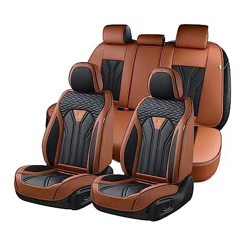 Produktbild: FLORICH Autositzbezüge Leder, Vorder- und Rücksitzbezüge, 5 Stück, komplettes Set, universell passend für die meisten Autos, Limousinen, SUVs und LKWs