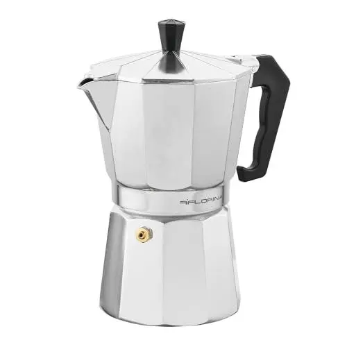 Produktbild: FLORINA Aluminium Espressokocher 6 Tassen (270 ml) I Herdplatten Espressomaschine GRANDE I Espresso Kaffeekanne zur Zubereitung von Italienischen Espresso I Geeignet für Keramikherd Elektroherd Gas