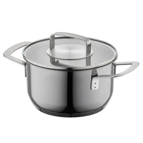 Produktbild: FLORINA Edelstahl Topf 4,1 l 22 cm Durchmesser I Kochtopf INFINITY mit Glasdeckel I Praktische Messskala I Spülmaschinenfest I 3-lagiger Boden gleichmäßige Wärmeverteilung I Ideal für alle Herdarten