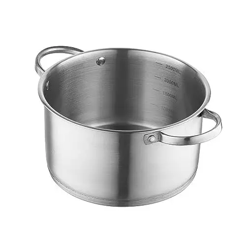 Produktbild: FLORINA Topf aus Edelstahl (3,1 l) 20 cm I Kochtopf mit Glasdeckel I Mit Messbecher und genieteten Griff I 3-Schicht-Boden I Edelstahl 18/0 I Ideal für Induktionsherd, Gasherd und Elektroherd