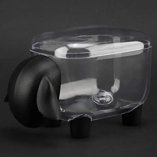 Produktbild: Flosser-Halter, Wattestäbchenhalter, Schafform, Wattestäbchen-Aufbewahrungsbox mit Abnehmbarer Staubschutzhülle für Wattestäbchen, Zahnstocher, Nadeln (BLACK)