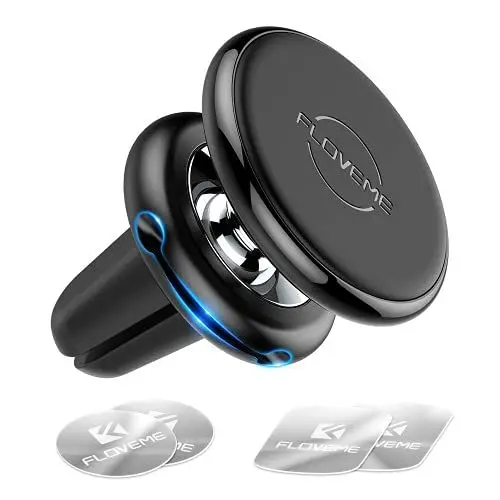 Produktbild: FLOVEME KFZ Handyhalterung Auto Magnet Lüftung, Universal Handyhalter Auto Zubehör mit 5 Starke Magnet 4 Metallplatten, Kompatibel für iPhone Samsung Huawei - Schwarz