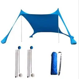 Produktbild: Floving Strand Schatten Zelt Markise 4-5 Personen Strand Sonnencreme wasserdichte leichte Blockierung und elastische Sonnenschirm Strandmuscheln (Blau, L)