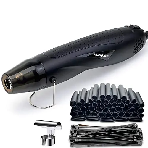 Produktbild: FloweryOcean 350W Mini Heißluftpistole,6.56Ft Kabel 2 Temperatur 392°F/662°F Heißluftfön mit 55 Stück 4:1 Schrumpfschläuche Set,Für Drahtreparaturen,Handwerk,Epoxidharz,Schrumpfverpackung,CE-Zulassung