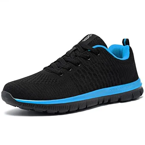 Produktbild: FLOWING PLUME Turnschuhe Herren Sportschuhe Atmungsaktiv Leichte Laufschuhe Walkingschuhe Komfort Fitness Gym Sports Sneaker Freizeit Schuhe(Schwarz Blau,42EU)