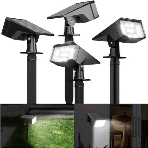 Produktbild: FLOWood Solarstrahler für den Außenbereich, 50 LEDs, Solarstrahler für den Außenbereich, IP67 wasserdicht, 6500 K, kaltweiß, Solar-Landschaftslichter, 3 Modi, Solar-Außenleuchten für Hof, Auffahrt,